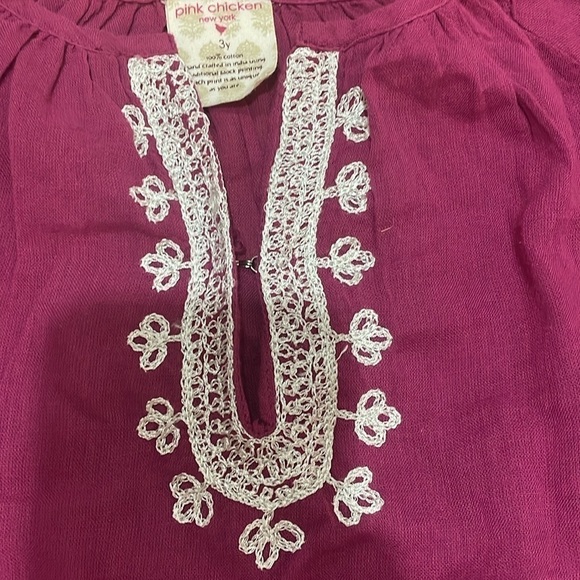 Pink Chicken toddler purple embroidered dress beach coverup size 3 year NWT - Picture 4 of 7